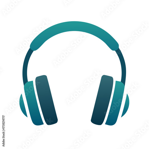 Illustration of over the ear headphones with teal and blue gradient for listening to music