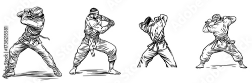 The silhouette of a samurai in a martial arts stance is perfect for cultural or historical themes