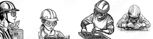 The engineer's silhouette is visible as they work on designing a circuit board for various electronics projects