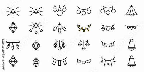 Festive holiday decoration icons capturing joy and celebration, perfect for design elements and seasonal projects