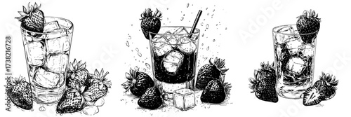 A watercolor illustration of a Frozen Strawberry Daiquiri is set against a white background in isolation