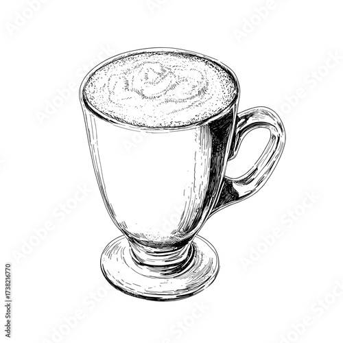 A watercolor illustration of a Hojicha Latte is shown isolated on a white background