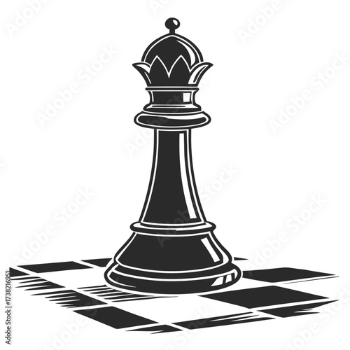 Chess bishop piece on chessboard