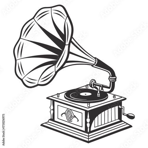 Classic gramophone, a vintage music player illustration