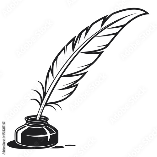 Feather quill with inkwell, a writing instrument