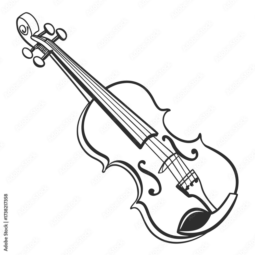 Obraz premium Illustration of a violin in black and white ink