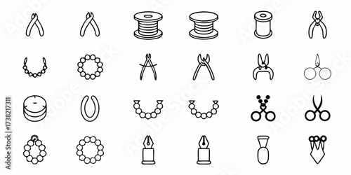 Collection of various tools and accessories, perfect for crafting, jewelry making, and creative projects, offering a versatile design element