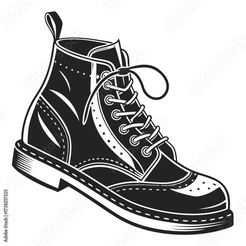 Monochrome illustration of a brogue boot