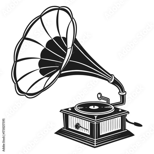 Vintage gramophone, a retro music player design