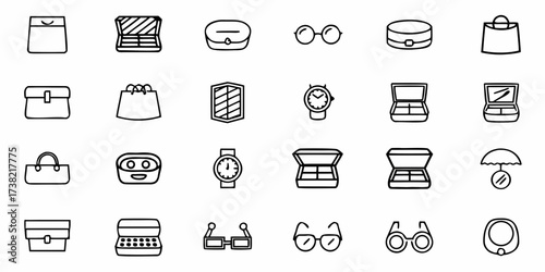 Stylish accessory icons for fashion, beauty, and lifestyle brands, perfect for design projects, websites, and presentations, adding elegance and flair