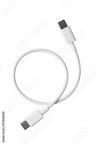 USB C cable white connector charging data portable minimal modern technology accessory Curved USB C cable with white sheath and sleek connector design, portable charging and data accessory clean