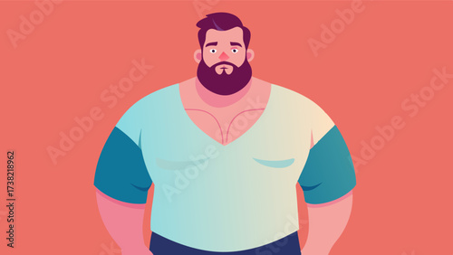 A plussize male model challenging traditional beauty norms and promoting body diversity in the fashion industry.. Vector illustration