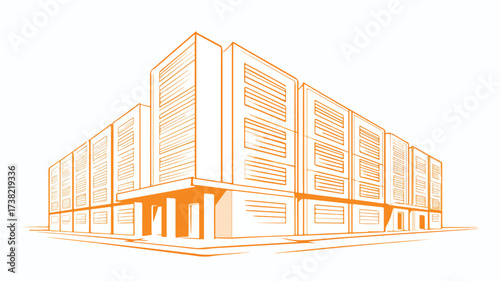 Modern Data Center Building Illustration for Technology Concepts