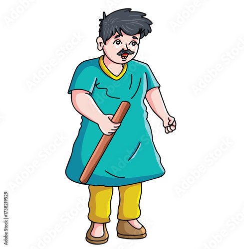 Cute cartoon hand drawn vector watchman clipart.