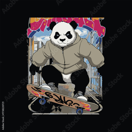 Streetwear panda illustration