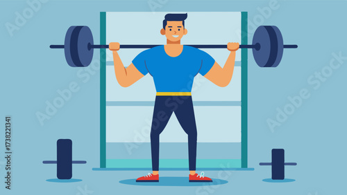 A man lifting weights at the gym highlighting the importance of strength training for mens physical health.. Vector illustration