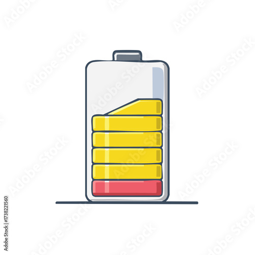 Low Battery Indicator Illustration Warning of Power Exhaustion on a Mobile Device