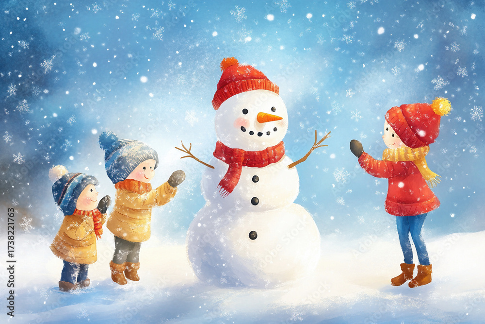 Fototapeta premium children playing in the snow