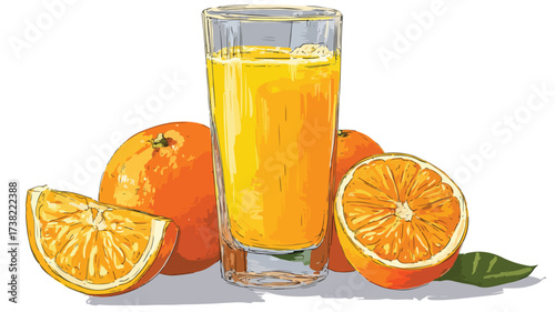 Fresh Orange Juice Drink Vector Illustration - Vibrant and Refreshing Citrus Beverage Design