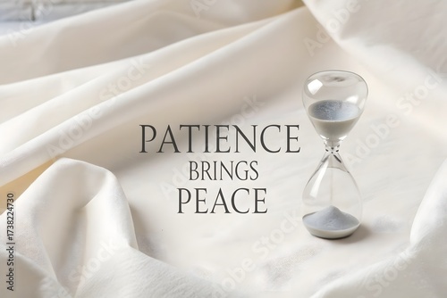 Hourglass and Uplifting Quote on White Fabric