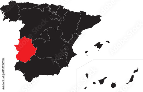 Castilla-La–La Mancha Highlighted on the Map of Spain