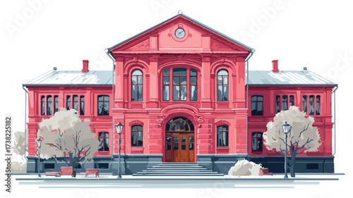 Language School Building with Language Decor Icon