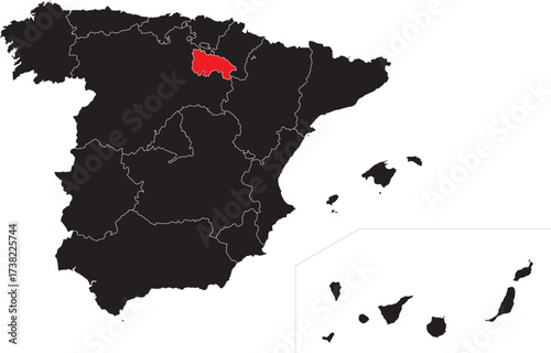 La Rioja Highlighted on the Map of Spain