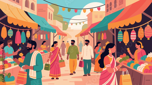 Vibrant Indian Market Scene