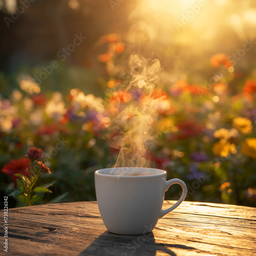 cup of coffee with flowers