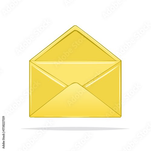 Golden yellow open envelope vector icon illustration for mail, messages, and communication.