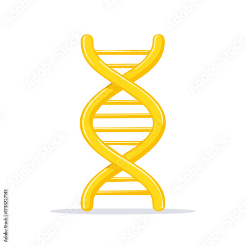 Vibrant yellow glossy DNA double helix molecular structure symbolizing genetics, biology, and scientific research icon