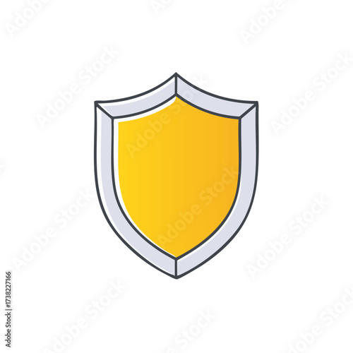 Golden Shield Illustration Symbolizing Protection and Security with Gray Border