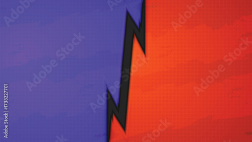 Orange and Purple Versus Game Background Design with Grunge Halftone Texture