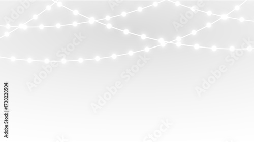 Christmas garland string lights shining with bright bulbs, glowing seasonal star and holiday decoration png.
