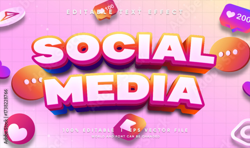 social media vector text effect with modern style