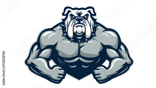 Strong Athletic Body Muscle Bulldog Mascot Design for Sports Team Logo