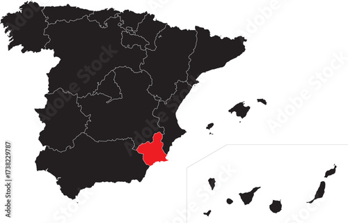 Region of Murcia Highlighted on Map of Spain