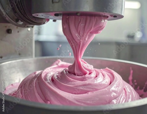 Pink substance being dispensed from machine