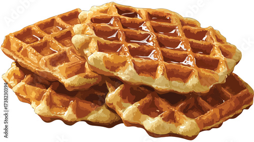 Delicious Waffles Food Vector Icon Art with Outline for Graphic Design Projects