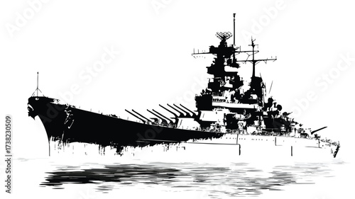 Minimalist Warship Silhouette Isolated on White Background