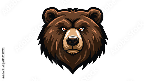 Wild Brave Grizzly Bear Head Mascot in Professional Image Usage