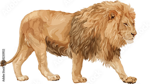 Majestic Wild Lion Full Body Vector Illustration for Zoology Projects