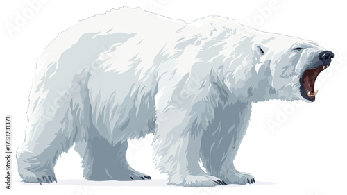 Wild Roaring Polar Bear Full Body Vector Illustration