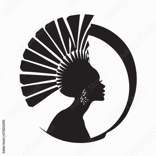 Beauty Pageant Queen in Circle Design Logo Vector isolated on white background