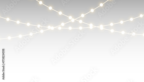 PNG Twinkling fairy lights glow in soft amber. Golden garland loops around festive corner. Warm bulbs dangle on celebration wire. Holiday sparkle brightens the dark scene