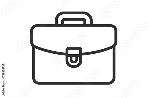 Minimalist linear portfolio icon, briefcase symbol vector illustration with transparent background, modern business bag design, office and professional work concept, clean outline style