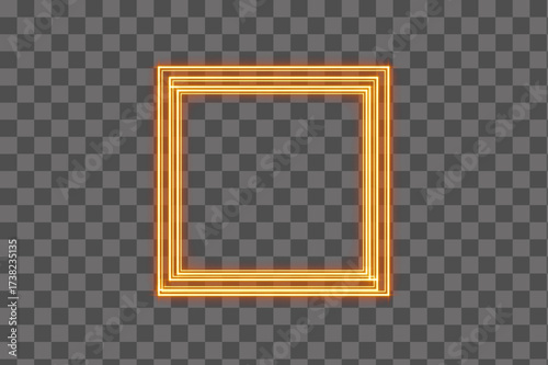 Gold Neon Glowing Square Frame light effect