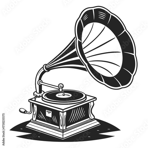 Vintage gramophone, old record player design