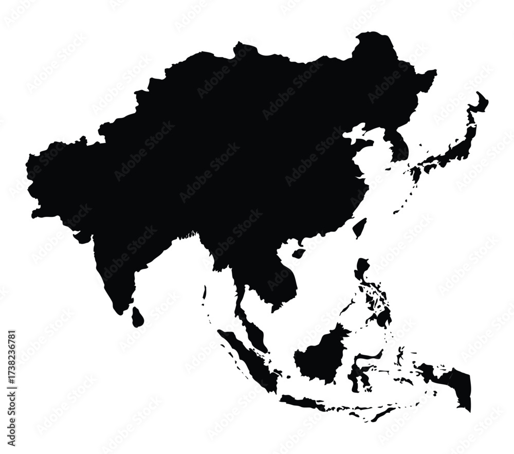 Obraz premium Asia map black vector design illustration
