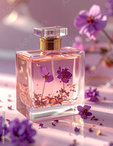 Perfume bottle with flowers